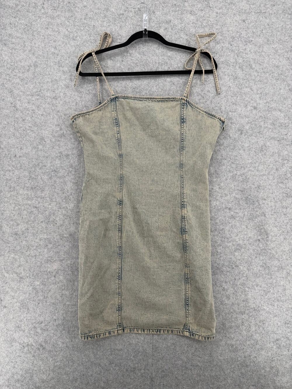 NWT Monki Beige Dusty Light Rosie Denim Mini Dress Size 42 EUR